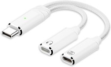 AuviPal 2-in-1 USB C to Lightning Audio Adapter with 100W Charging Port, USB ...