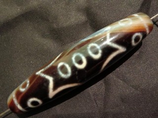Lovely Rare Tibetan Natural Old Agate Dzi 23Eyed 17mmx70mm Bead SS095