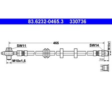 Bremsschlauch ATE 83.6232-0465.3 für VW Golf III Vento Variant