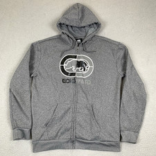 Ecko Unltd Hoodie Mens Extra Large Gray Full Zip Rhino Logo Pockets Streetwear