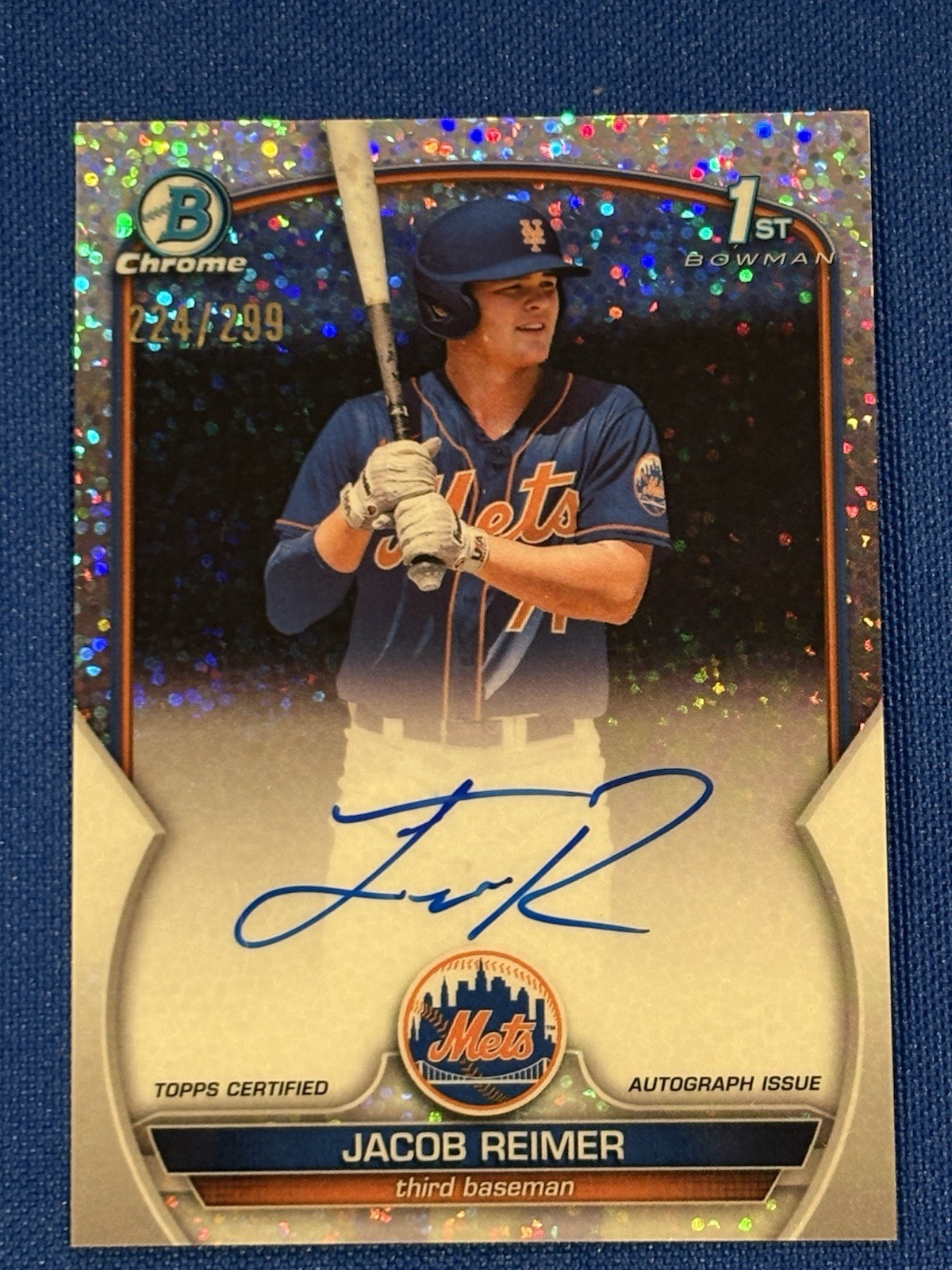 2023 Bowman Chrome Jacob Reimer Speckle Auto 224/299 1st Mets CPA-JRR