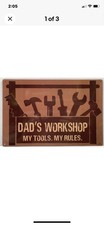 Dad  s Workshop My Tools My Rules Metal Sign Man Cave Office Garage Basement NEW