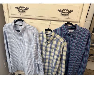 Southern Tide Classic Fit Plaid/striped Long Sleeve Button-Down Shirts L Lot 3