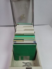 Vintage 3.5 Floppy Disk Storage Box Locking Case Keys Dividers Diskette Untested