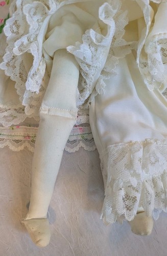 70s Homemade Cloth Rag Doll Yarn Hair Embroidered Face Country Signed 13" Mean - Picture 9 of 15