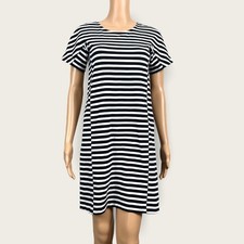 J. Crew Black White Breton Stripe Cotton Knit Casual Tee T-shirt Dress Size XS