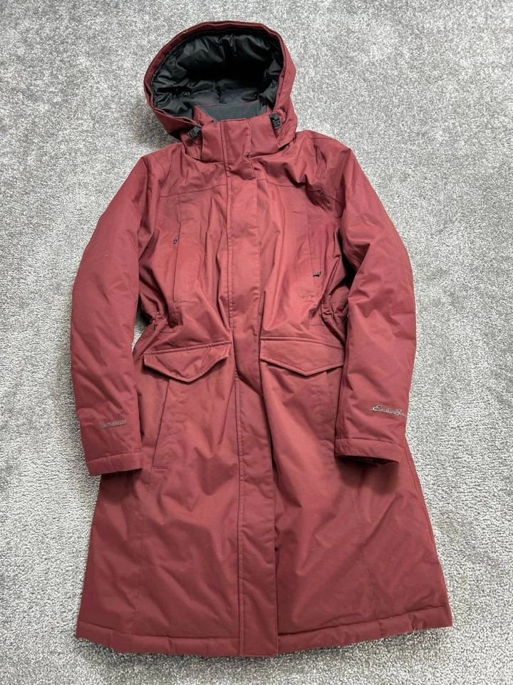 Casaco térmico Eddie Bauer Weatheredge Parka feminino médio marrom com capuz de ganso - Imagem 2 de 4