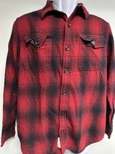 Field And Stream Mens Large Red Buffalo Plaid Flannel Button Up Heavy Shirt