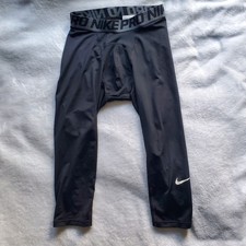 Nike Pro Pants Men's Large Black Compression Below Knee Athletic Athleisure EUC