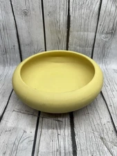 Vintage Coors USA Art Pottery Planter Bowl Yellow Matte Footed Hairline Crack