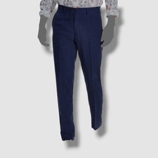 Bar III Men's Blue Solid Slim-Fit Linen Suit Pants Size 38W 27L
