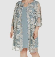 Alex Evenings Women's Green Embroidered Jacket Cocktail Dress Plus Size 20W