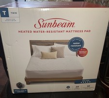 Sunbeam Premium Electric Heated Mattress Pad Twin 2152756 Water-Resistant Cotton