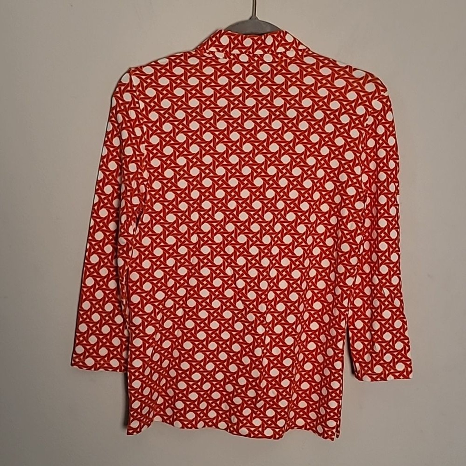 Talbots Orange Geometric Collared Pullover Top Sz… - image 5