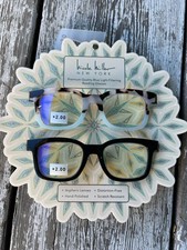 NICOLE MILLER 2-PK PREMIUM BLUE LIGHT FILTER READING GLASSES READERS 2.00 NEW