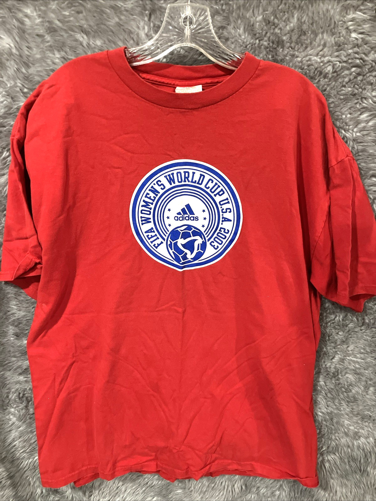 Vintage 2003 FIFA Women's World Cup Adidas T-Shirt RED XL Extra Large Nice