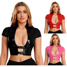 Damen Wetlook Weste Sexy PU