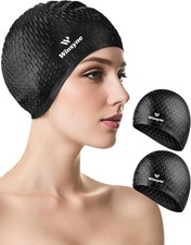 2 Pack Unisex Silicone Swim Cap for Women Men, Large Size Swimming Caps for L...