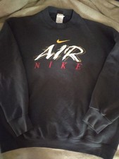Nike Air Crew Neck Sweatshirt Black Embroidered USA Made Men's Large