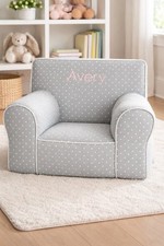 Pottery Barn Anywhere Kids Oversized Chair & Cover Gray With White Piping
