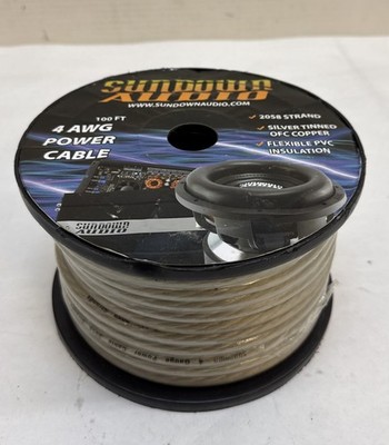 SUNDOWN AUDIO 4 AWG SPEAKER POWER WIRE CABLE 2058 STRANDS SILVER   100 FT. NEW