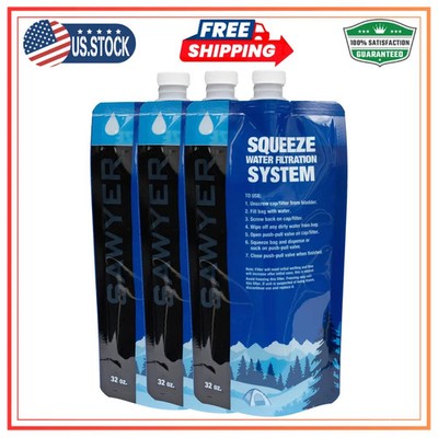 Sawyer Squeeze Water Filtration System Replacement Pouches 3 Pack