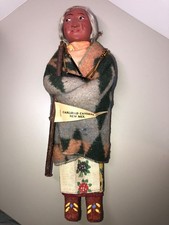 Vintage Indian Doll Skookum Bully Good Native American /Rare Gray Hair w/ NM tag