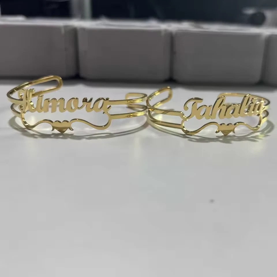 Brazalete Brazalete Personalizado Nombre Personalizado Joyería Corazón Moda Brazalete Ajustable Foto 4 de 4