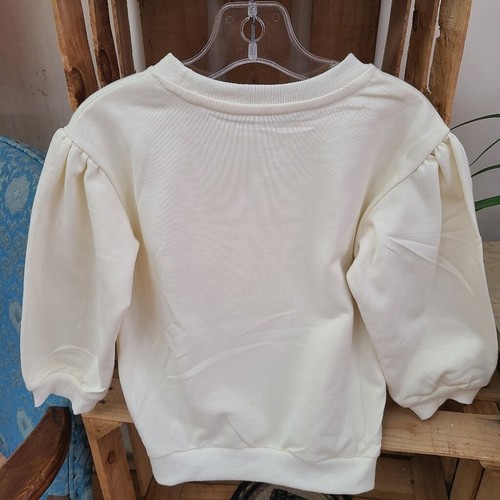 NEU Chenille Creme Rundhalsausschnitt mit rosa Herz Größe 4T - Bild 4 von 5