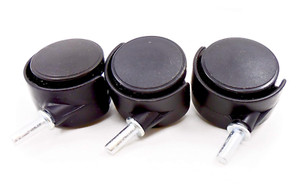 Shelving Casters,3x,Metal Post w/Black Plastic Wheels,1.3"d base x 3.1"l