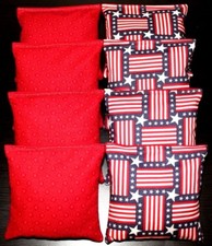 Patriotic AMERICAN STARS Blue  Red Cornhole Bean Bags ACA Regulation Quality 