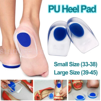 1 Pair Shoe Cushion Heel Pain Relief Fasciitis Gel Support Insoles Shoe Pad