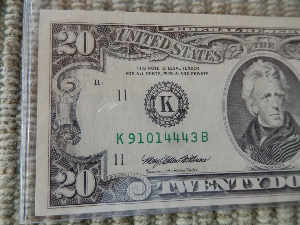 1995 $20 FEDERAL RESERVE NOTE DALLAS - Mint Perfect - Image 2 of 4