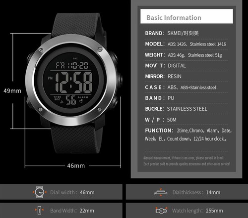 Orologio Militare Uomo Chrono LED Digitale 50m Orologio Polso Impermeabile Moda - Imagen 11 de 16