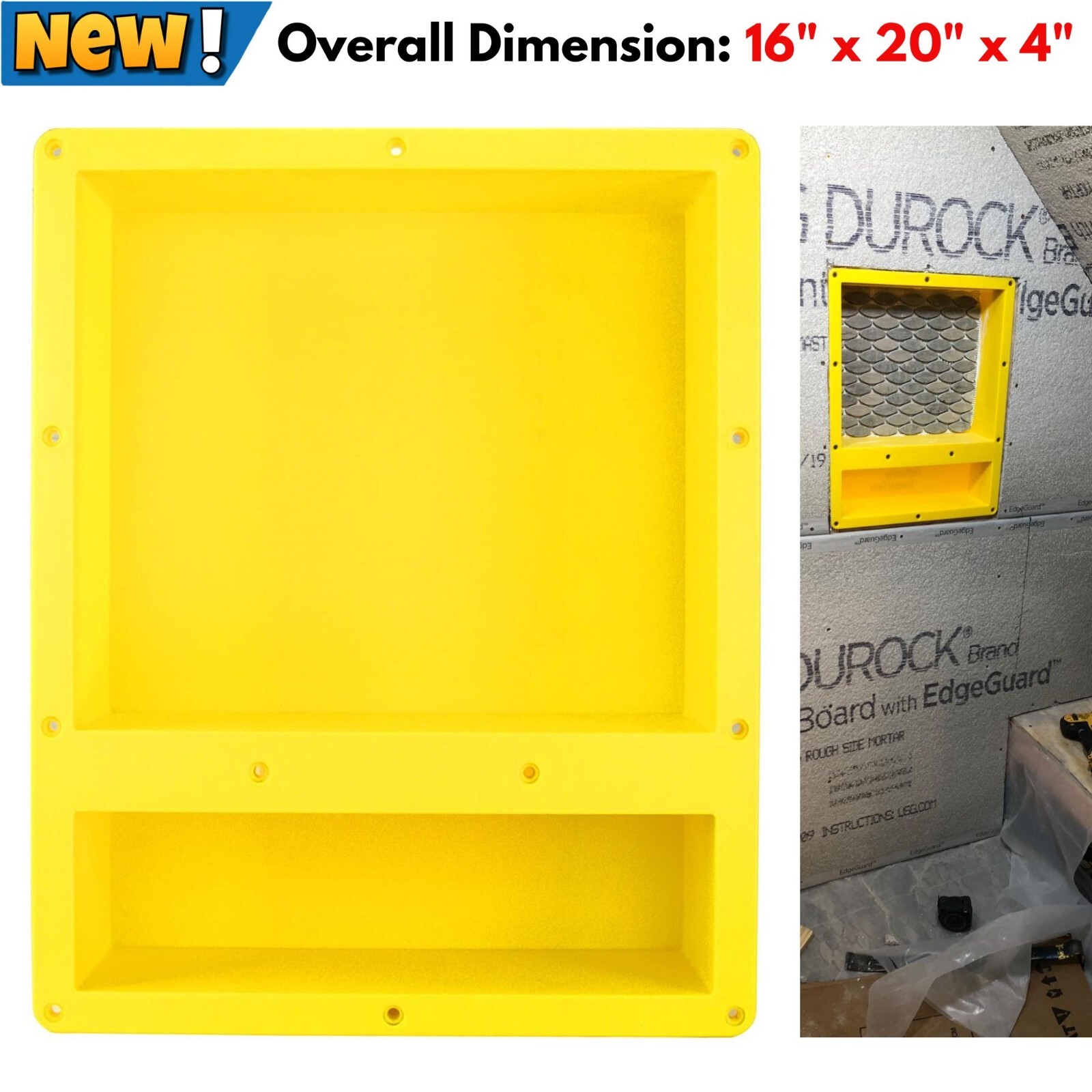 Waterproofing Niche Double Shelf Organizer Storage Bathroom Shower