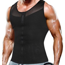 Men's Compression Vest Workout Tank Top Body Shaper Zip Slimming Shirt Shapewear