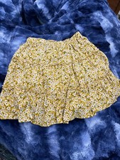 Girls Yellow Tiered Floral Skirt Size 10Y