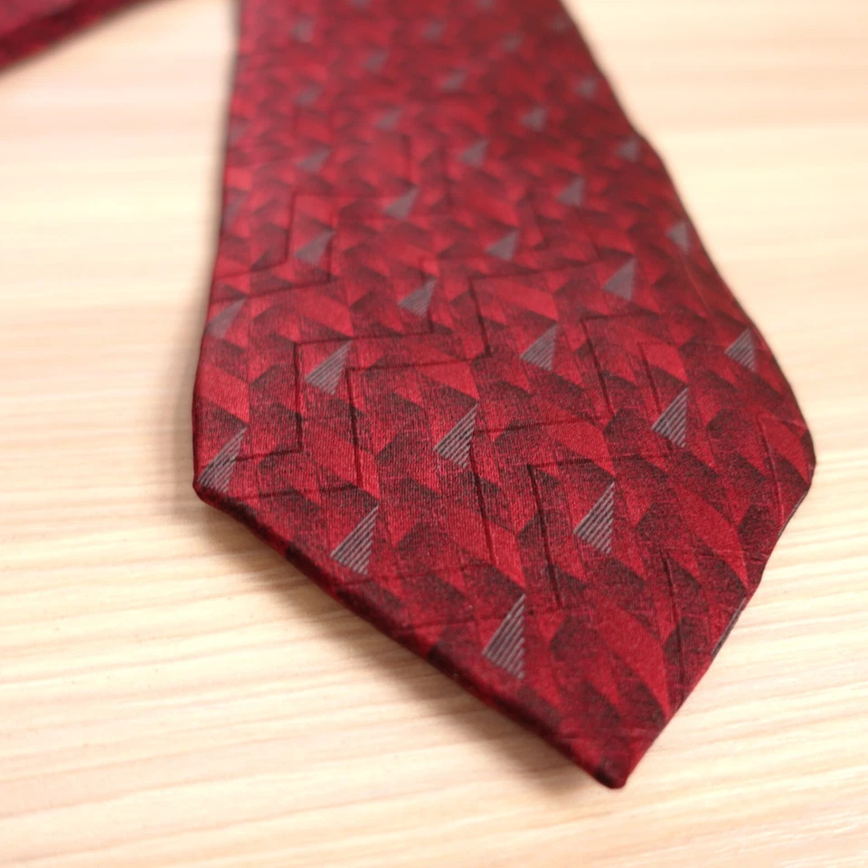 Corbata Texturizada Para Hombre Roja Geométrica Seda Moderna Borgoña Carrera MURANO EE. UU. Foto 4 de 4