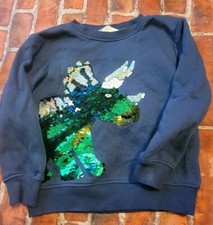 H M Dino Flip Sequins Sweatshirt Sz 3/4 3 4