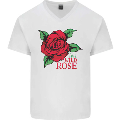 Im a Wild Rose Herren T-Shirt V-Ausschnitt Baumwolle