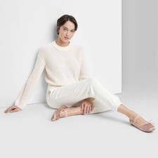 Women's Crewneck Boxy Pullover Sweater - Wild Fable Off-White, L