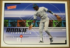 1999 U.D. Victory Rookie Flashback Sammy Sosa Card #467 Texas Rangers NRMT/MINT. rookie card picture