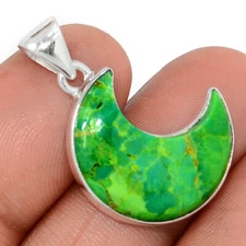 Moon - Composite Kingman Green Mohave Turquoise 925 Silver Pendant CP66817