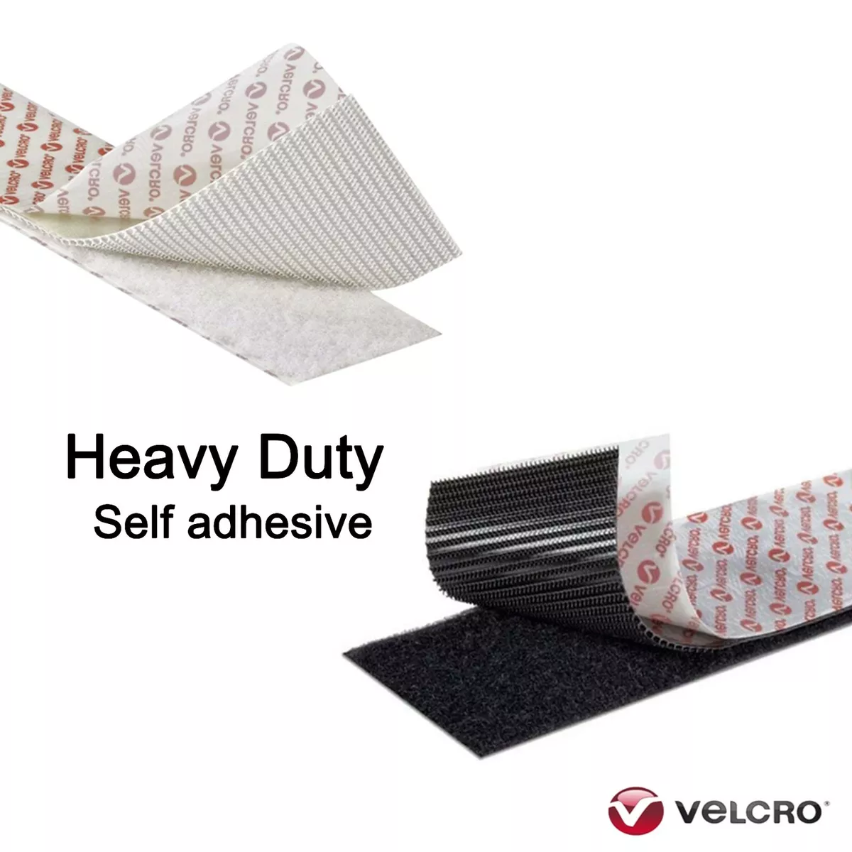 Velcro Heavy Duty Adhesive, Industrial Strength, White Strips - 2 sets