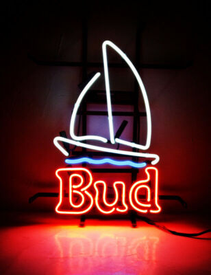 Sailboat Boat Beer 20''x16'' Neon Light Lamp Sign Pub Bar Open Real Glass Artwork