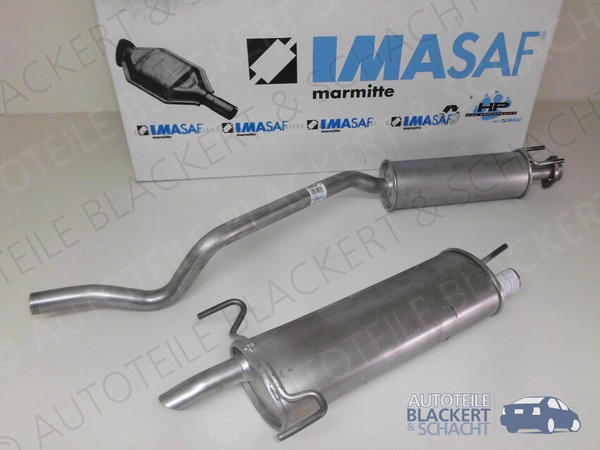Imasaf Auspuffset Ab Kat für Opel Astra F CC 1.6 I 1996-1999| Mitteltopf+Endtopf-image