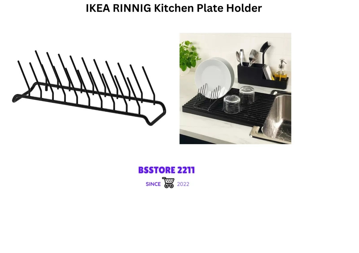 IKEA RINNIG Kitchen Utensil Black Color Plate Holder, Hold Plates Dish  Drainer