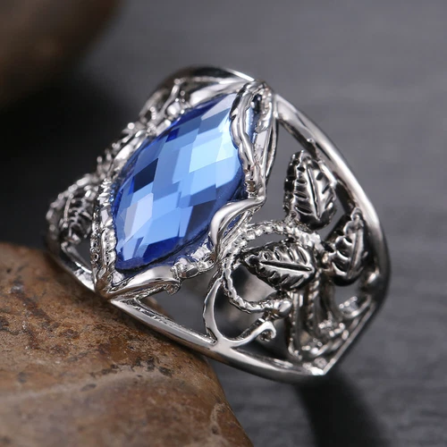 925 Silver Filled,Gold Cubic Zircon Rings Elegant Women Wedding Jewelry Sz 6-10 - Picture 30 of 31