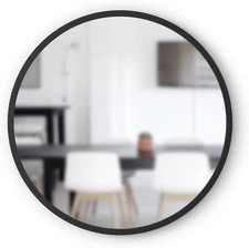 Hub round Wall Mirror with Rubber Frame, Modern Style for Bathroom, Entryway, Li