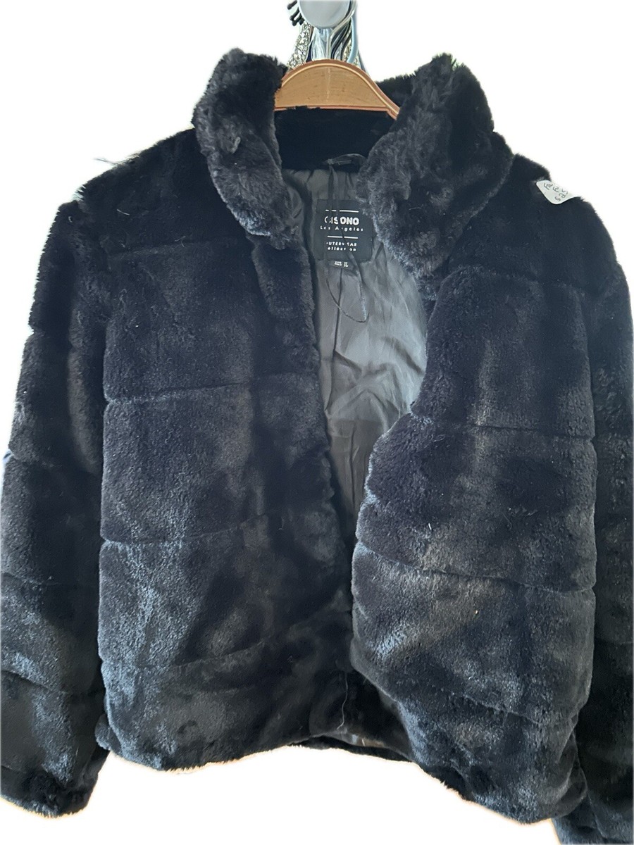 CiSono Los Angeles Women's Jacket Black Faux Fur Coat warm